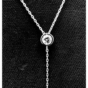 Silver Y-Chain Western Necklace Crystal Pendants 23" (59 cm)